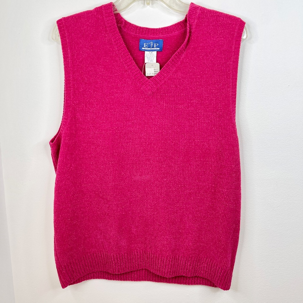 NWT EP Pro Women’s Large Raspberry Knit V Neck Vest  Golf  Tennis Pickleball